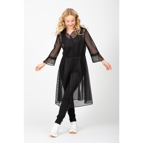 Berek Women's Long Mesh Coat Size XXL Black Beach Coverup Coat Sheer NWT - Picture 2 of 2